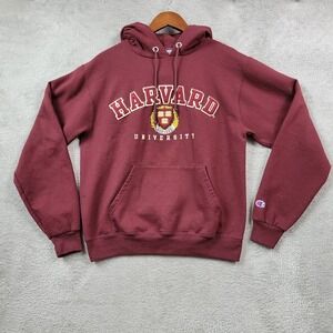 Champion Sweater Mens Small Red Harvard University Pullover Hoodie
